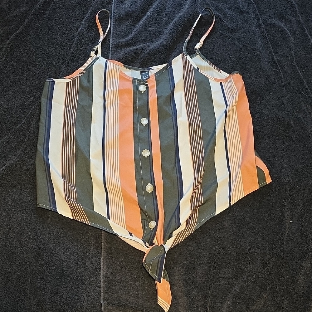 SHEIN Striped Button-Down Camisole Top